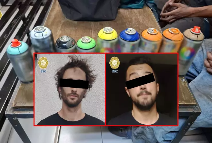 Arrestan a dos extranjeros por grafitear vagón del Metro de CDMX