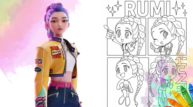 4 plantillas de Baby Rumi de Kpop Demon Hunters para imprimir y colorear que los verdaderos fans amarán