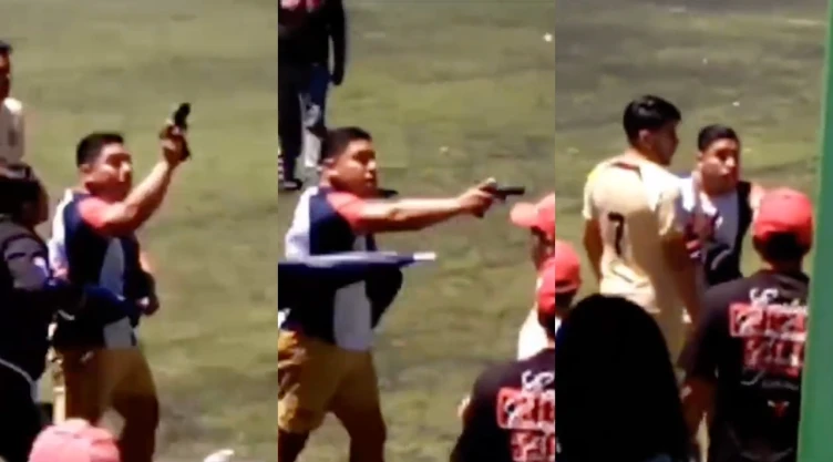 VIDEO: Hombre desata pánico al sacar una pistola en partido de futbol en Edomex