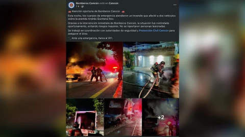 Se registra el incendio de dos vehículos en la Av. Andrés Quintana Roo