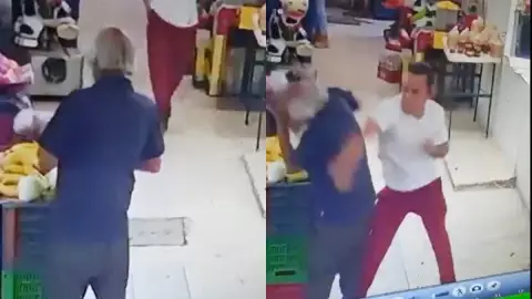 Golpe a anciano en mercado de Ecatepec.