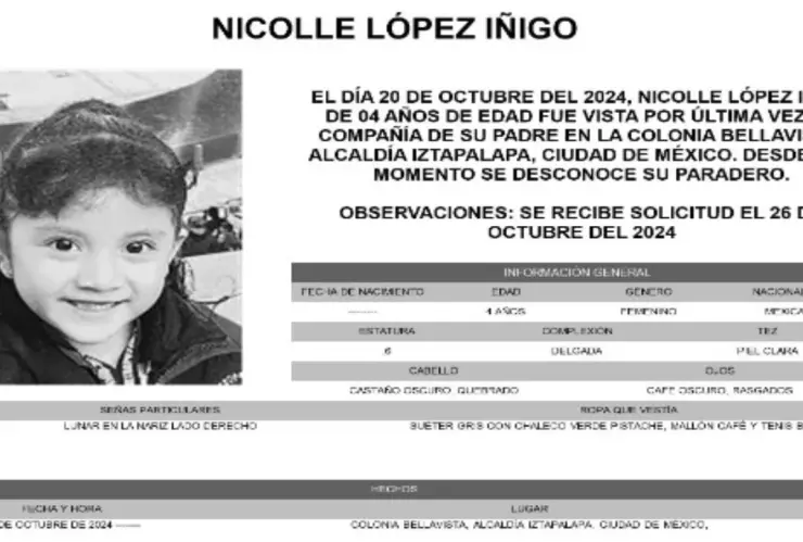 ALERTA AMBER: ¡Urgente! Nicolle López Íñigo desapareció en Ciudad de México
