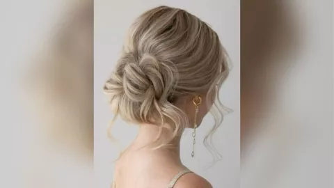 peinados para mujeres con el pelo ondulado: chongo bajo