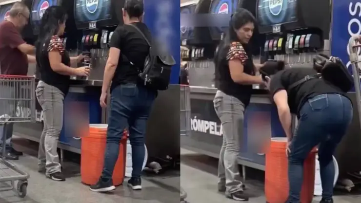 VIDEO_ Captan a mujeres llenando hielera con refrescos de la máquina de Costco; genera polémica.jpg