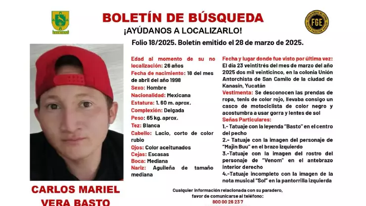 ÚLTIMO MOMENTO_ Buscan a joven desaparecido en Yucatán, se llama Carlos Mariel