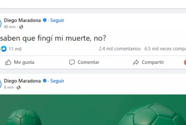 Hackean Facebook de Diego Maradona “sabían que fingí mi muerte”
