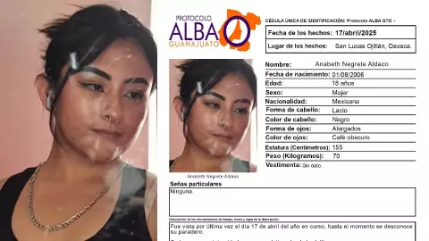 Activan Protocolo ALBA en Guanajuato para localizar a Anabeth Negrete, 18 años; desapareció en Oaxaca