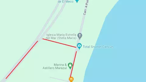 bloqueo vial en Puerto Juarez, vias alternas para llegar al ferry.jpg