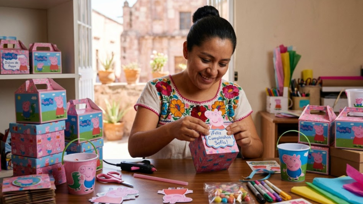 Plantillas de Peppa Pig para crear cajitas sorpresa y dulceros infantiles