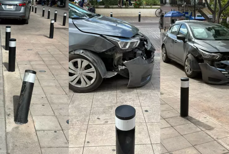 Conductor pierde el control, ESTRELLA su auto y deja daños en la Plaza Grande de Mérida: FOTOS