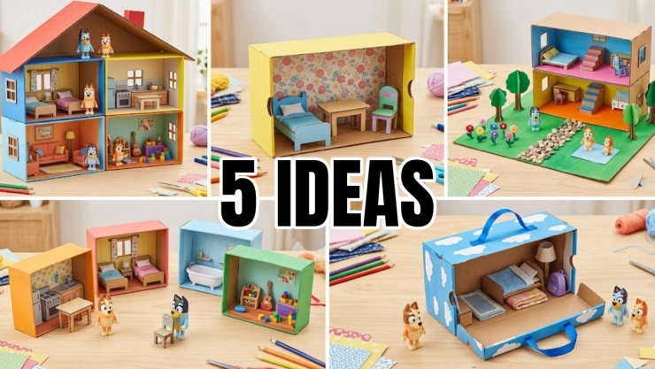 5 ideas para hacer una casita para peluches de Bluey con cajas de cartón mañana