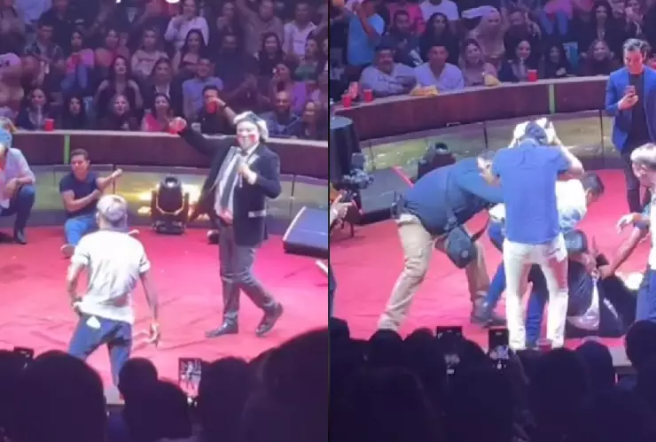 VIDEO: Brincos Dieras sufre fuerte caída tras ser tacleado en pleno show