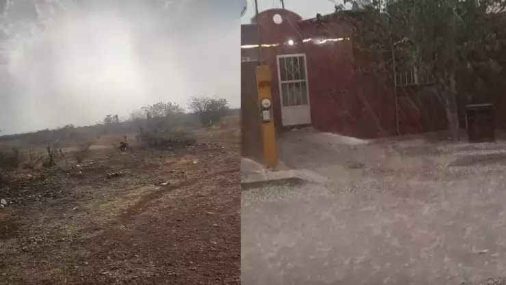 Fuerte granizada en Aldama