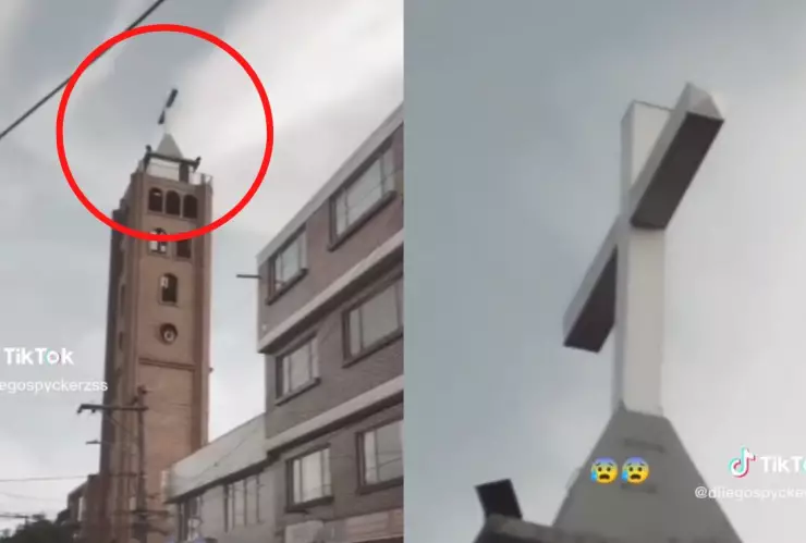 VIDEO: Joven capta una cabeza que aparece en una cruz de la iglesia