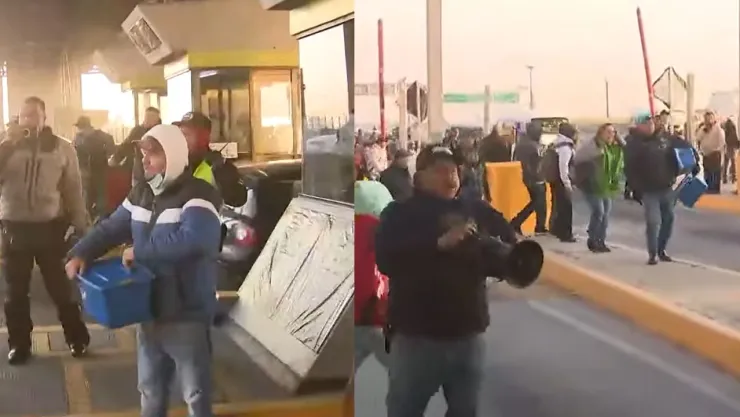 Trabajadores sindicalizados de Ecatepec se manifiestan en caseta de México-Pachuca