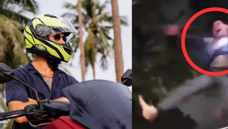 Malabarista se cae y choca contra motociclista en vía pública de Acapulco