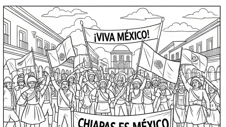 Imagen para colorear de la anexión de Chiapas a México