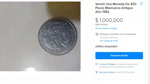 Moneda antigua de 50 pesos de la diosa azteca se vende hasta en un millon de pesos