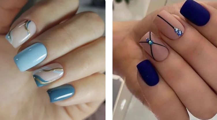 Modelos de uñas acrílicas azules