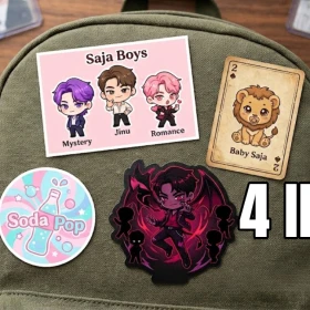 4 ideas de stickers de Saja Boys retro para decorar la mochila de una verdadera fan de KPop Demon Hunters