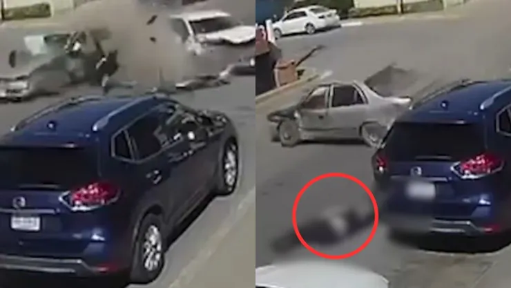 VIDEO | Momento en que una conductora sale eyectada tras choque vehicular en Sinaloa; cayó violentamente al pavimento