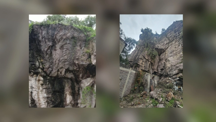 Rocas de un cerro en Tlalnepantla cayeron sobre algunas casas.