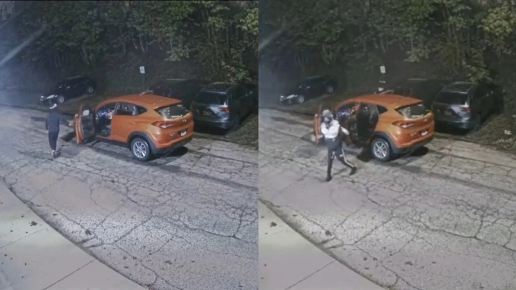 Ladrón baila frente a cámara de vigilancia.