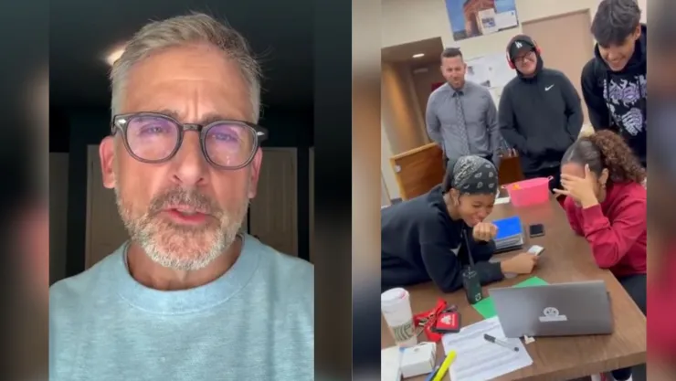 Steve Carell sorprendió a estudiantes de California.