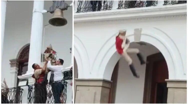 Lanzan a niño de balcón en Jalisco como si fuera Juan Escutia.