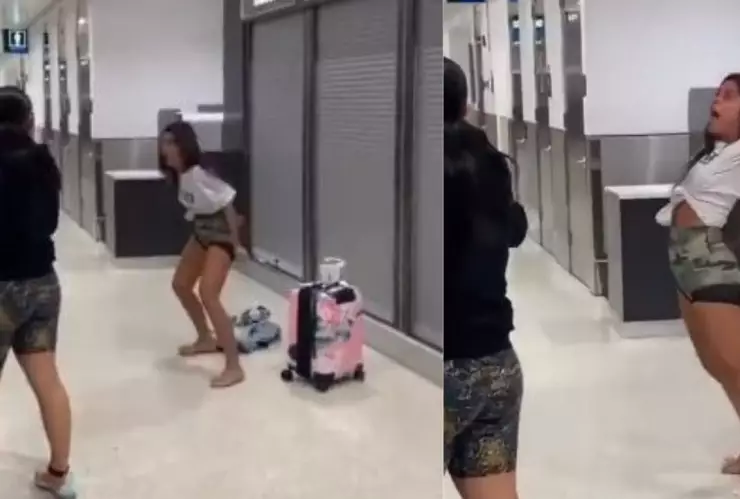 Joven reacciona como poseída tras cancelarse su vuelo