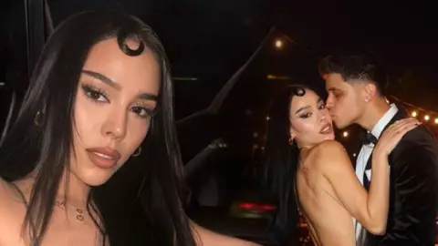 Danna Paola comparte sensual foto en tiples con su novio Alex Hoyer