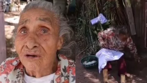 Señora de 97 años llora, tuvo 16 hijos y ninguno la visita.