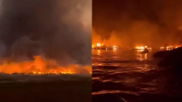 VIDEO Personas se lanzan al mar para huir de incendio forestal en Maui