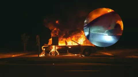 El policía rescató a la mujer que pedía ayuda al tocar el claxon.