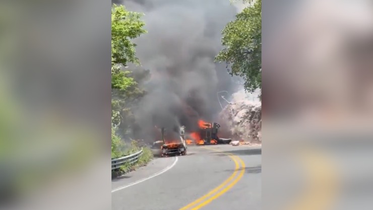 Choque e incendio de pipa provoca cierre total en la autopista Puente de Ixtla-Iguala