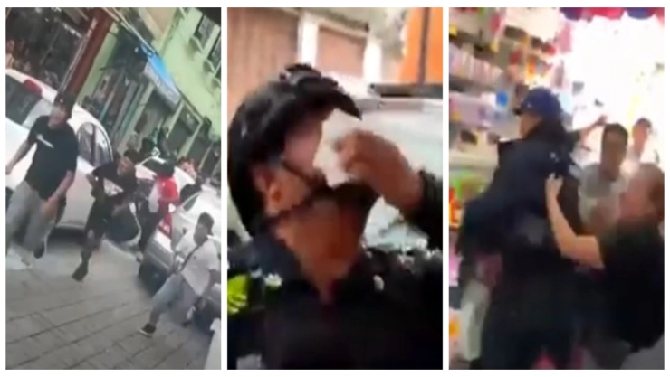 Policías y vendedores ambulantes protagonizan batalla campal en Centro Histórico de Puebla