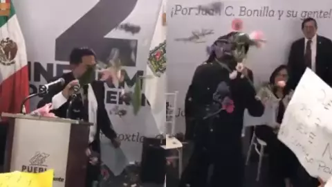 Alcalde de Juan C. Bonilla segundo informe abucheado pobladores