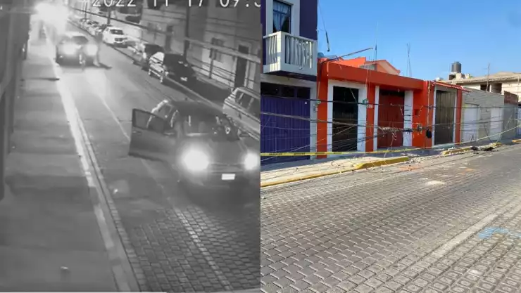 auto tira poste de luz tras chocar a otro