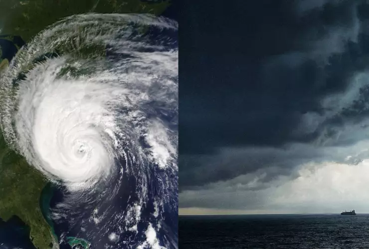 Tres ciclones en el Océano Pacífico Sur