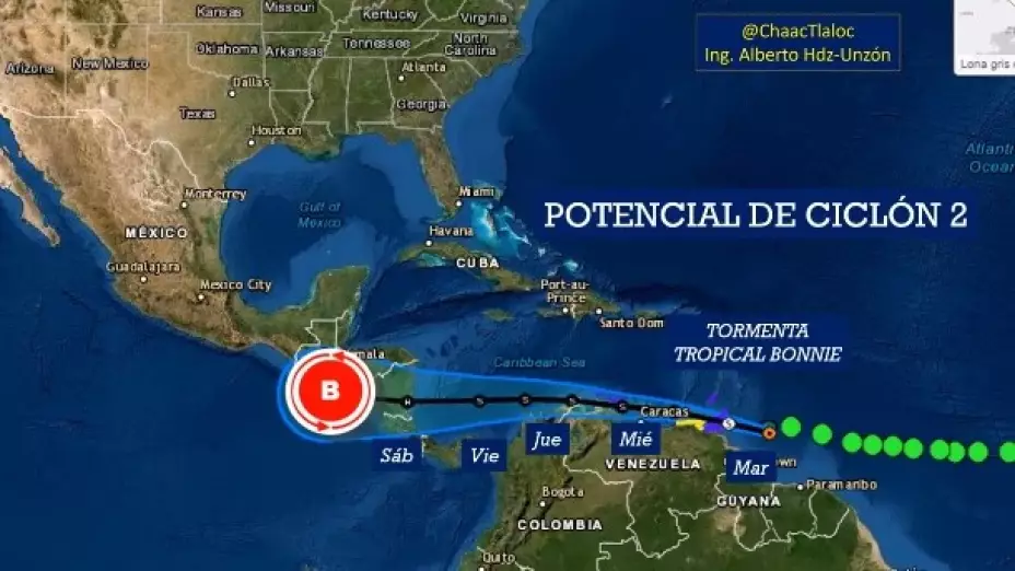 Tormenta tropical Bonnie Mar Caribe NHC