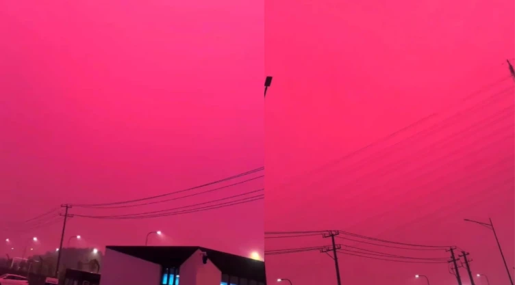 Cielo rosa en Changzhou, China