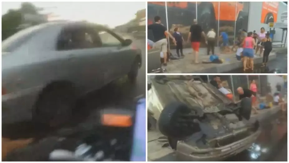 conductor-pierde-control-auto-termina-volcado-con-su-familia-a-bordo-video