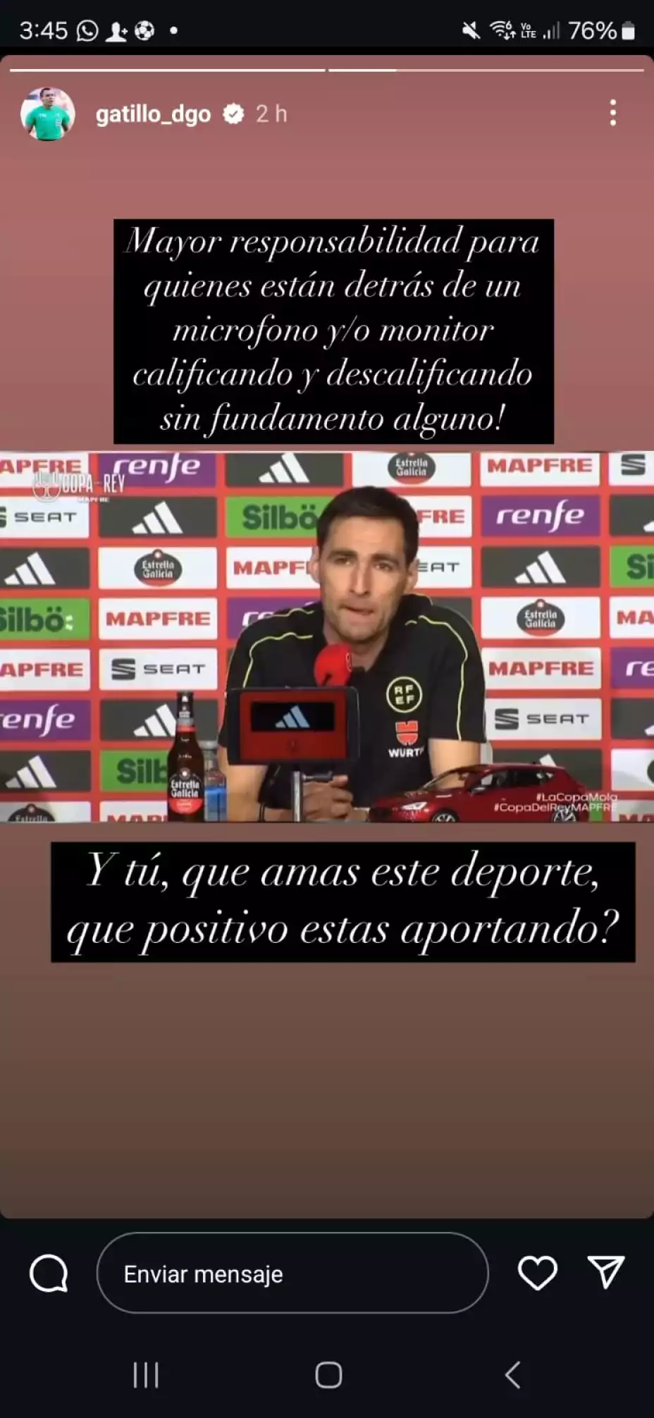 Gato Ortiz sobre la polémica con el arbitraje español
