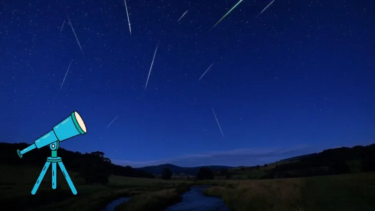 (Imagen generada con IA) El espectáculo de la Cuadrántidas, la primera lluvia de estrellas de 2025.