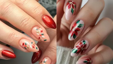 23 modelos de uñas navideñas elegantes y sencillas: puedes usarlas en cortas o largas y se ven preciosas