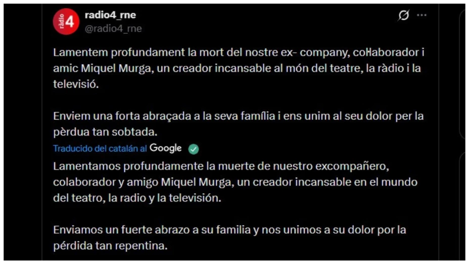 Miquel Murga mensaje de muerte