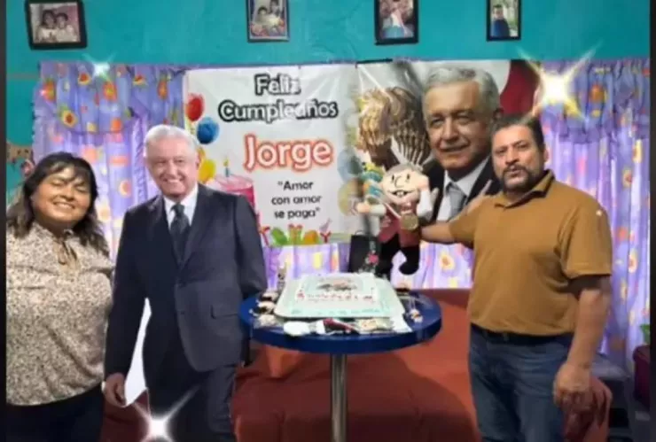 Papá celebra cumpleaños con temática de AMLO