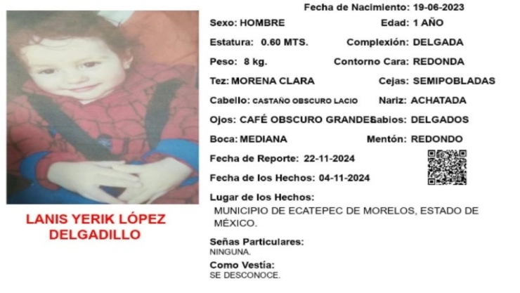 ALERTA AMBER: Lanis Yerik López Delgadillo desapareció en el Estado de México; lo buscan