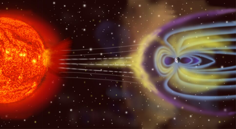 particulas solares interactuando con la magnetosfera terreste tormenta solar