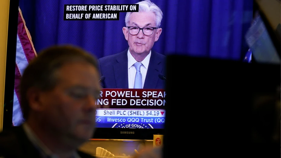 Jerome Powell, presidente de la Reserva Federal de EU en televisión.